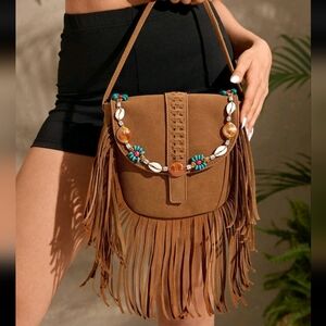 SALE ** BRAND NEW ** Brown Fringe Boho Bag